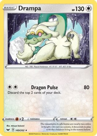 'Pokemon - 'Drampa 149/202  SWSH01 Sword & Shield Base Set - Rare
