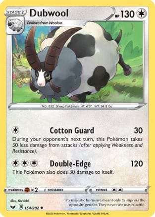 'Pokemon - 'Dubwool 154/202  SWSH01 Sword & Shield Base Set - Uncommon