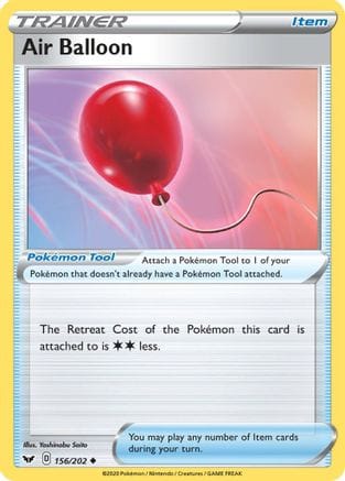 'Pokemon - 'Air Balloon 156/202  - Reverse Holofoil SWSH01 Sword & Shield Base Set - Uncommon
