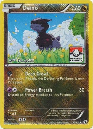 'Pokemon - 'Deino 097/113  - Reverse Holofoil League & Championship Cards - Promo