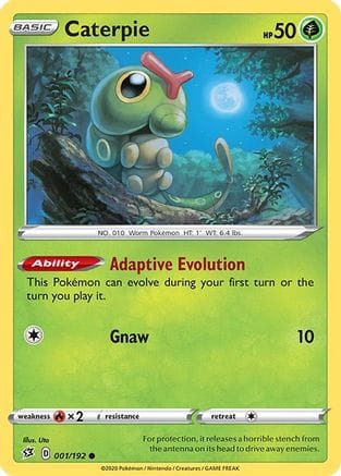 'Pokemon - 'Caterpie 001/192  SWSH02 Rebel Clash - Common