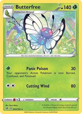 'Pokemon - 'Butterfree 003/192  - Holofoil SWSH02 Rebel Clash - Rare