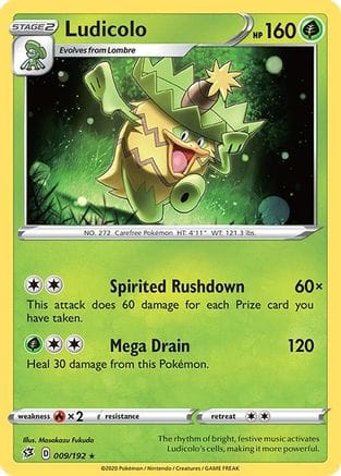 'Pokemon - 'Ludicolo 009/192  - Reverse Holofoil SWSH02 Rebel Clash - Rare