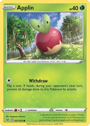 'Pokemon - 'Applin (21) 021/192  SWSH02 Rebel Clash - Common