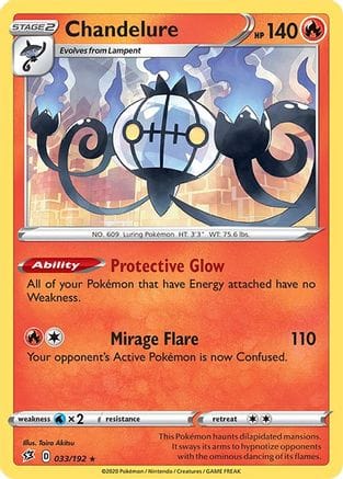 'Pokemon - 'Chandelure 033/192  - Holofoil SWSH02 Rebel Clash - Holo Rare