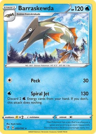 'Pokemon - 'Barraskewda 053/192  SWSH02 Rebel Clash - Rare