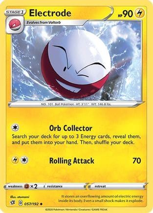 'Pokemon - 'Electrode 057  SWSH02 Rebel Clash - Uncommon