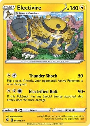 'Pokemon - 'Electivire 059/192  SWSH02 Rebel Clash - Rare