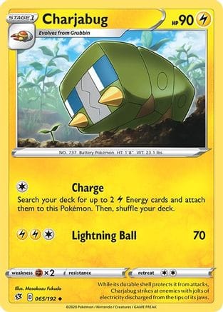 'Pokemon - 'Charjabug 065/192  - Reverse Holofoil SWSH02 Rebel Clash - Uncommon