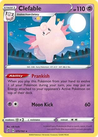 'Pokemon - 'Clefable 075/192  - Reverse Holofoil SWSH02 Rebel Clash - Holo Rare