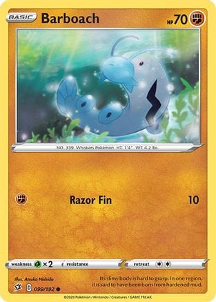 'Pokemon - 'Barboach 099  - Reverse Holofoil SWSH02 Rebel Clash - Common