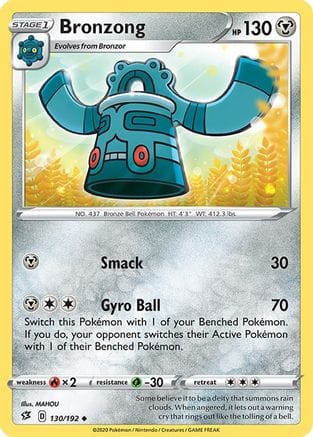 'Pokemon - 'Bronzong 130/192  - Reverse Holofoil SWSH02 Rebel Clash - Uncommon