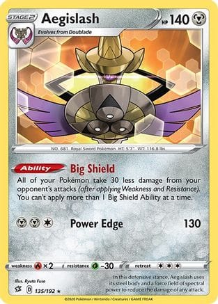 'Pokemon - 'Aegislash 135/192  - Reverse Holofoil SWSH02 Rebel Clash - Rare