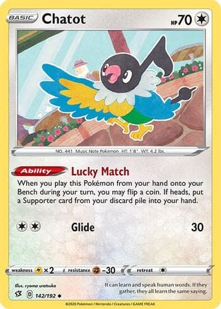 'Pokemon - 'Chatot 142/192  SWSH02 Rebel Clash - Uncommon