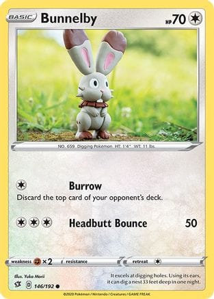 'Pokemon - 'Bunnelby 146/192  - Reverse Holofoil SWSH02 Rebel Clash - Common