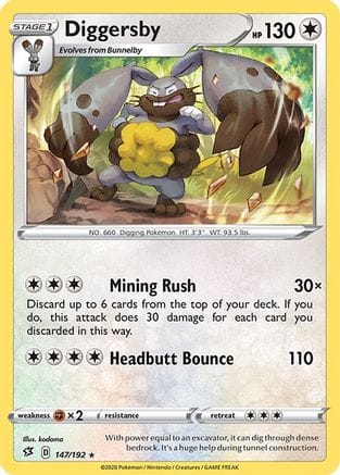 'Pokemon - 'Diggersby 147  - Reverse Holofoil SWSH02 Rebel Clash - Rare