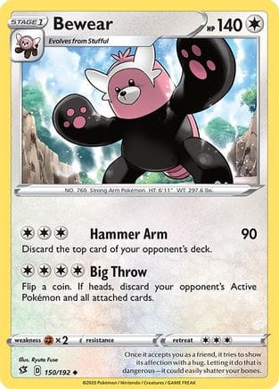 'Pokemon - 'Bewear 150/192  SWSH02 Rebel Clash - Uncommon