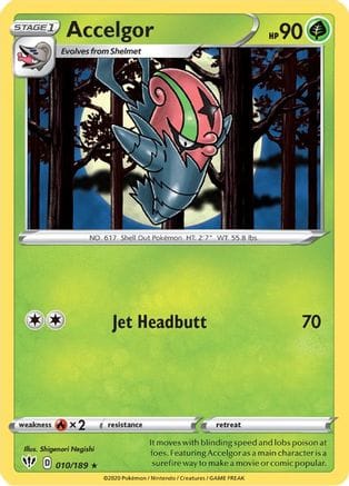 'Pokemon - 'Accelgor 010/189  SWSH03 Darkness Ablaze - Rare