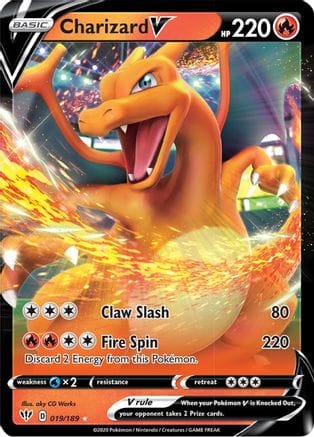 'Pokemon - 'Charizard V 019/189  - Holofoil SWSH03 Darkness Ablaze - Ultra Rare
