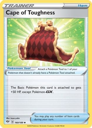 'Pokemon - 'Cape of Toughness 160/189  - Reverse Holofoil SWSH03 Darkness Ablaze - Uncommon