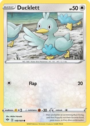 'Pokemon - 'Ducklett 148/189  SWSH03 Darkness Ablaze - Common