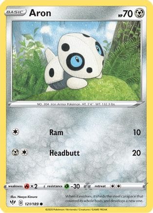 'Pokemon - 'Aron 121/189  - Reverse Holofoil SWSH03 Darkness Ablaze - Common