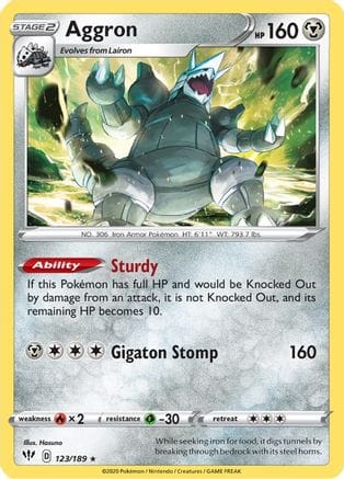 'Pokemon - 'Aggron 123/189  - Reverse Holofoil SWSH03 Darkness Ablaze - Holo Rare