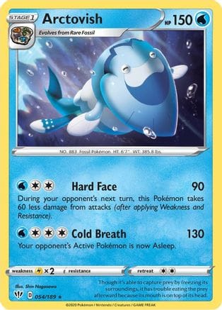 'Pokemon - 'Arctovish 054/189  - Reverse Holofoil SWSH03 Darkness Ablaze - Rare