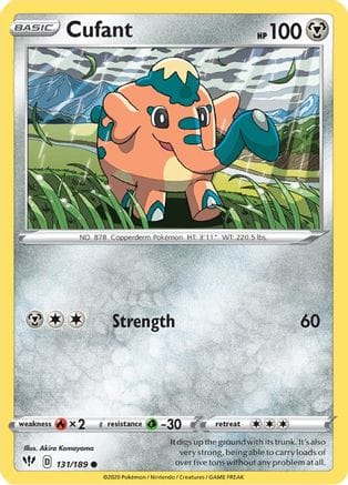 'Pokemon - 'Cufant 131/189  SWSH03 Darkness Ablaze - Common