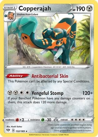 'Pokemon - 'Copperajah 132/189  - Holofoil SWSH03 Darkness Ablaze - Holo Rare