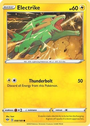 'Pokemon - 'Electrike 058/189  - Reverse Holofoil SWSH03 Darkness Ablaze - Common