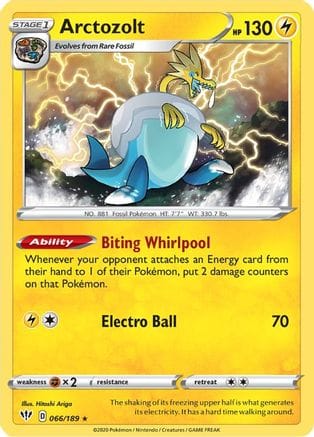 'Pokemon - 'Arctozolt 066/189  - Holofoil SWSH03 Darkness Ablaze - Holo Rare