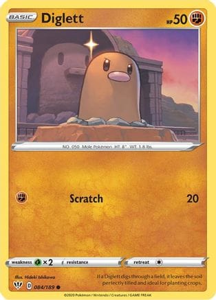 'Pokemon - 'Diglett 084/189  SWSH03 Darkness Ablaze - Common