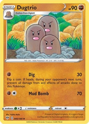 'Pokemon - 'Dugtrio 085/189  SWSH03 Darkness Ablaze - Uncommon
