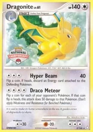 'Pokemon - 'Dragonite 002/146  League & Championship Cards - Promo