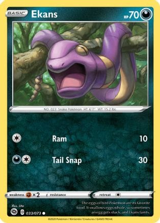 'Pokemon - 'Ekans 033/73  - Reverse Holofoil Champions Path - Common