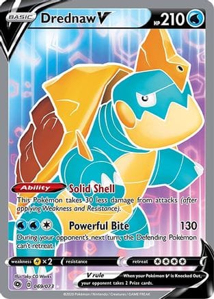 'Pokemon - 'Drednaw V (Full Art) 069/73  - Holofoil Champions Path - Ultra Rare
