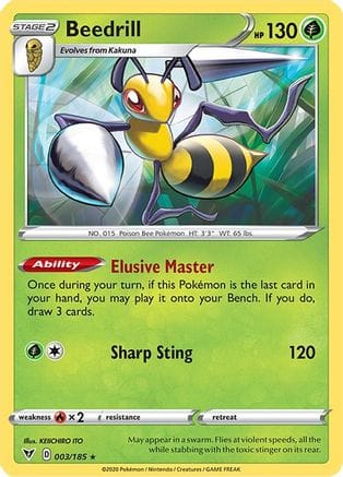 'Pokemon - 'Beedrill 003/185  - Reverse Holofoil SWSH04 Vivid Voltage - Rare