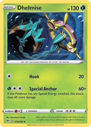 'Pokemon - 'Dhelmise 019/185  - Reverse Holofoil SWSH04 Vivid Voltage - Uncommon