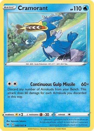 'Pokemon - 'Cramorant 040/185  - Reverse Holofoil SWSH04 Vivid Voltage - Uncommon