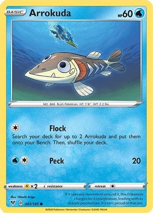 'Pokemon - 'Arrokuda 041/185  - Reverse Holofoil SWSH04 Vivid Voltage - Common