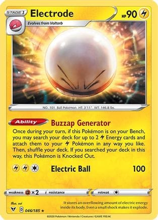 'Pokemon - 'Electrode 046/185  - Holofoil SWSH04 Vivid Voltage - Holo Rare
