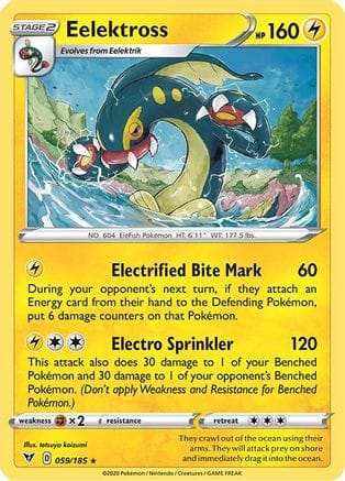 'Pokemon - 'Eelektross 059/185  - Reverse Holofoil SWSH04 Vivid Voltage - Rare