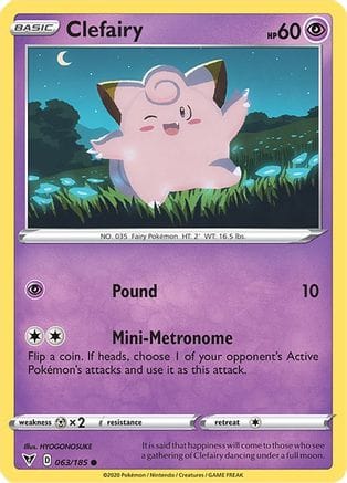 'Pokemon - 'Clefairy 063/185  - Reverse Holofoil SWSH04 Vivid Voltage - Common