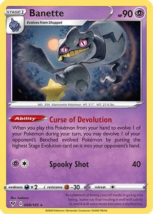 'Pokemon - 'Banette 068/185  SWSH04 Vivid Voltage - Rare