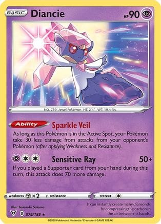 'Pokemon - 'Diancie 079/185  - Reverse Holofoil SWSH04 Vivid Voltage - Holo Rare