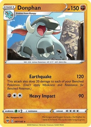 'Pokemon - 'Donphan 087/185  SWSH04 Vivid Voltage - Rare