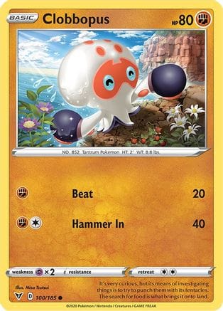 'Pokemon - 'Clobbopus 100/185  - Reverse Holofoil SWSH04 Vivid Voltage - Common