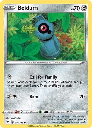 'Pokemon - 'Beldum 116/185  - Reverse Holofoil SWSH04 Vivid Voltage - Common