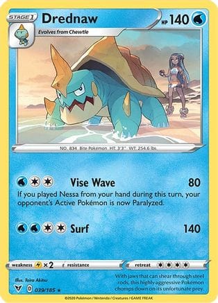 'Pokemon - 'Drednaw 039/185  - Holofoil Deck Exclusives - Holo Rare